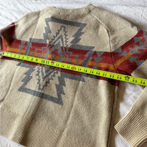 Pendleton Cream and Red Cardigan Sweater Oversized Wool Blend - Picture 12 of 13